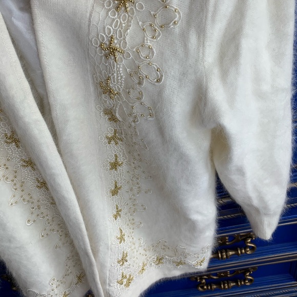 Vintage Cavalini Angora Beaded Sweater Top MED - Picture 2 of 6